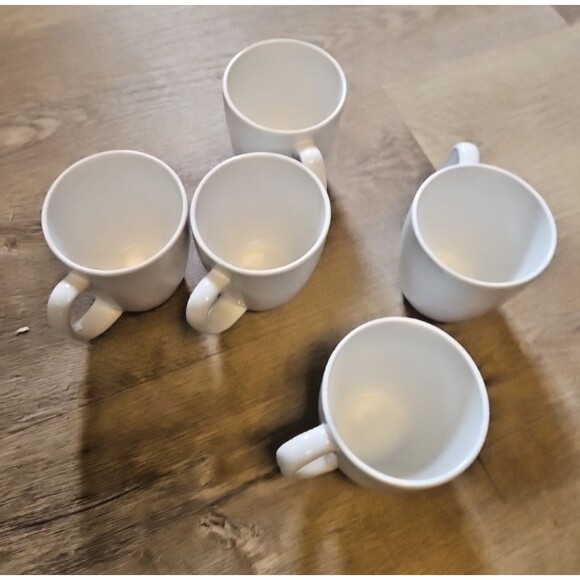SET OF 5 CORELLE STONEWEAR WHITE MUGS, Restaurant ware - Picture 2 of 5